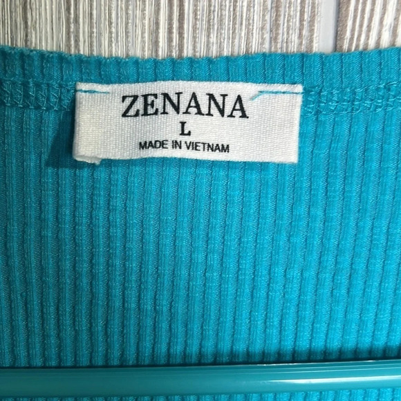 Women Zenana tank top teal size large ribbed - Picture 2 of 3